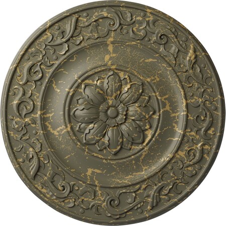 Ekena Millwork Milan Ceiling Medallion, Hand-Painted Witch Hazel Crackle, 47 5/8"OD x 2 3/4"P CM47MIWHC